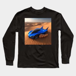 A Blue Sports Car Driving Through The Desert Long Sleeve T-Shirt